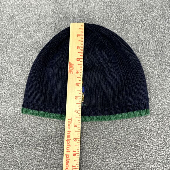 Polo Ralph Lauren Hat & Scarf Teddy Bear Navy Blue Green knit Cotton 8-20 Youth - Picture 11 of 15